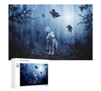 1000 PCS Teenagers Pieces Jigsaw Puzzle Wolf Pair in Mystical Forest Puzzle for Adults Toy Wall Decor Perfect Decoration Challenging To Complete 1000 PCS