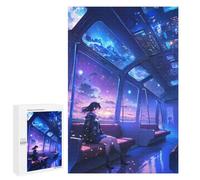 1000 PCS Teenagers Puzzles Anime Girl on A Starry Train Jigsaws for Adults Puzzle Difficult Hard Challenging To Complete Challenging Game Toys 1000 PCS