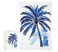 1000 PCS Teenagers Puzzles Blue Palm Tree Art Jigsaws for Adults Puzzle Difficult Hard Challenging To Complete Challenging Game Toys 1000 PCS