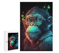1000 PCS Teenagers Puzzles Charming Chimpanzee Glasses Art Jigsaws for Adults Puzzle Difficult Hard Challenging To Complete Challenging Game Toys 1000 PCS