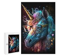 1000 PCS Teenagers Puzzles Colorful Unicorn Glasses Art Print Jigsaw for Teenagerss Improve Memory Every Piece Is Unique - Unique Birthday And Gifts 1000 PCS
