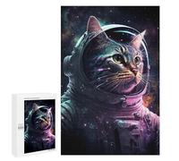 1000 PCS Teenagers Puzzles Cosmic Cat Astronaut Art Print-9 Jigsaws for Adults Puzzle Difficult Hard Challenging To Complete Challenging Game Toys 1000 PCS