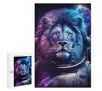 1000 PCS Teenagers Puzzles Cosmic Lion Astronaut Art Print-3 Jigsaws for Adults Puzzle Difficult Hard Challenging To Complete Challenging Game Toys 1000 PCS