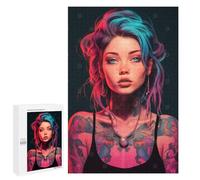 1000 PCS Teenagers Puzzles Cute Tattoo Girl Adult Jigsaw Puzzle Hands-on Game Difficult Challenge for Is Ideal As A Gift 1000 PCS
