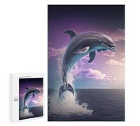 1000 PCS Teenagers Puzzles Dolphins Jumping Jigsaws for Adults Puzzle Difficult Hard Challenging To Complete Challenging Game Toys 1000 PCS
