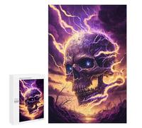 1000 PCS Teenagers Puzzles Electric Storm Skull Artwork -1 Jigsaw for Teenagerss Improve Memory Every Piece Is Unique - Unique Birthday And Gifts 1000 PCS