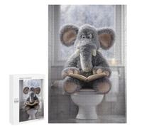 1000 PCS Teenagers Puzzles Elephant Reading on Toilet Jigsaws for Adults Puzzle Difficult Hard Challenging To Complete Challenging Game Toys 1000 PCS