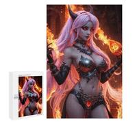 1000 PCS Teenagers Puzzles Fantasy Devil Woman with Flames Adult Jigsaw Puzzle Hands-on Game Difficult Challenge for Is Ideal As A Gift 1000 PCS