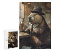 1000 PCS Teenagers Puzzles Funny Dressed Beaver Hat Jigsaw for Teenagerss Improve Memory Every Piece Is Unique - Unique Birthday And Gifts 1000 PCS