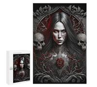 1000 PCS Teenagers Puzzles Gothic Beauty with Rose Adult Jigsaw Relax Games Difficult Hard Unique Gifts for Birthday And Christmas 1000 PCS