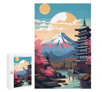 1000 PCS Teenagers Puzzles Japanese Pagoda Sunset Scene Jigsaws for Adults Puzzle Difficult Hard Challenging To Complete Challenging Game Toys 1000 PCS