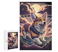 1000 PCS Teenagers Puzzles Magical Corgi Sunset Art Print Jigsaws for Adults Puzzle Difficult Hard Challenging To Complete Challenging Game Toys 1000 PCS