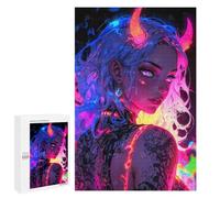 1000 PCS Teenagers Puzzles Neon Demon Girl Adult Jigsaw Puzzle Hands-on Game Difficult Challenge for Is Ideal As A Gift 1000 PCS