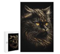 1000 PCS Teenagers Puzzles Persian Cats Black Gold Jigsaws for Adults Puzzle Difficult Hard Challenging To Complete Challenging Game Toys 1000 PCS