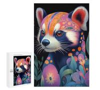 1000 PCS Teenagers Puzzles Red Panda with Floral Pattern Jigsaw for Teenagerss Improve Memory Every Piece Is Unique - Unique Birthday And Gifts 1000 PCS