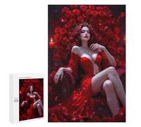 1000 PCS Teenagers Puzzles Red Queen of Roses Adult Jigsaw Puzzle Hands-on Game Difficult Challenge for Is Ideal As A Gift 1000 PCS