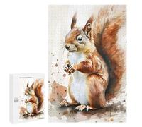 1000 PCS Teenagers Puzzles Red Squirrel Watercolor Jigsaws for Adults Puzzle Difficult Hard Challenging To Complete Challenging Game Toys 1000 PCS