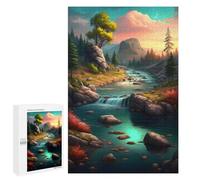 1000 PCS Teenagers Puzzles Serene Mountain Stream Sunset Adult Jigsaw Relax Games Difficult Hard Unique Gifts for Birthday And Christmas 1000 PCS
