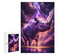 1000 PCS Teenagers Puzzles Thundering Rhino Storm Adult Jigsaw Puzzle Hands-on Game Difficult Challenge for Is Ideal As A Gift 1000 PCS