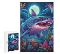 1000 PCS Teenagers Puzzles Underwater Fantasy Moonlit Shark Adventure Adult Jigsaw Relax Games Difficult Hard Unique Gifts for Birthday And Christmas 1000 PCS