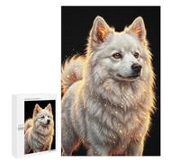 1000 PCS Teenagers Puzzles White Dog with Golden Sparkles Jigsaw for Teenagerss Improve Memory Every Piece Is Unique - Unique Birthday And Gifts 1000 PCS