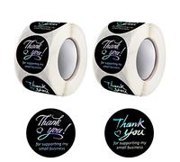 1000 Pcs Thank You Stickers 1.5 Inch Round Self Adhesive Labels Thank You for Supporting My Small Business Stickers with Silver Font for Handmade Gift Party Bags Cards Packing 2 Rolls (Black)