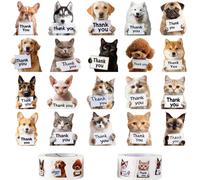 1000 Pcs Thank You Stickers Roll, Cute Dog and Cat Pet Designs | Self-Adhesive Labels for Small Business Packaging, Gift Wrapping, Envelopes, and Party Favors