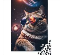 1000 Pcs The Cosmic Cat Mander Jigsaw Puzzle Adult Creative Rectangular Puzzle Paper Puzzle Funny Educational Toy 1000pcs (38x26cm)