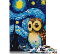 1000 Pcs The Starry Night Owl Jigsaw Puzzle Adult Kids Creative Rectangular Paper Puzzle Funny Educational Toy 1000pcs (38x26cm)