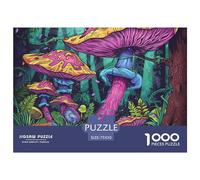 1000 Pcs Thickened Wooden Mushroom Puzzle for Adults 1000 Pieces Cartoon Educational Toy Intellectual Toy Stress Relief Decor Relaxation Intelligence (75x50cm)