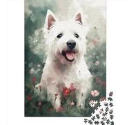 1000 Pcs Westie Dog Jigsaw Puzzle Adult Creative Rectangular Puzzle Wooden Puzzle Funny Educational Toy 1000pcs (75x50cm)
