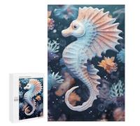 1000 PCS Woode Puzzles for Aldult, Personalized Wooden Puzzles for Family Games, Funny Seahorse and Starfish Jigsaw Puzzle with Box for Gift, Lightweight Puzzle Piece for Beginner