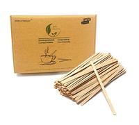 1000 Pcs Wooden Coffee Stirrers 14 cm/5.5 inches, 100% Natural Birch Wood Coffee Stir Sticks Eco Friendly Biodegradable Disposable Cocktail Stirrers & Swizzle Sticks for Tea, Coffee & Hot Drink