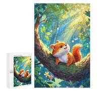 1000 pcs Wooden Puzzle - Adorable Forest Squirrel - Calming, Nature-Themed Jigsaw Puzzle for Adults, Stress Relief and Home Décor Art