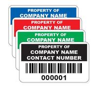 1000 Personalised Barcode Asset Tag Labels Custom Stickers- 38mm x 20mm Permanent Vinyl Labels - Simple to Customize