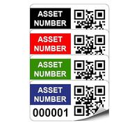 1000 Personalised Custom QR Code Asset Inventory Labels - 38mm x 20mm Permanent Synthetic PP Labels - Simply Choose a Colour and Identify Numbers Required (P/NO. CQRAL20)