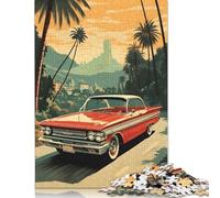 1000 Piece 1960s Vintage Car Puzzle For Adults | Large Jigsaw Puzzle with Premium & Durable Wooden Block Pieces with Precise Interlocking Design 1000pcs (75x50cm)