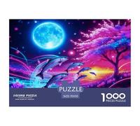1000 Piece A Group of Salmon Jigsaw Puzzle for Adults Kids - Family-Friendly Brain Teaser, Full Moon Flower Tree Puzzles, Decoration Gifts 70x50cm/1000pcs