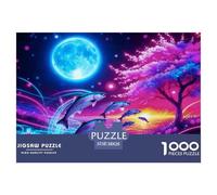 1000 Piece A Group of Salmon Jigsaw Puzzle for Adults Kids - Family-Friendly Brain Teaser, Full Moon Flower Tree Puzzles, Decoration Unique Gift 38x26cm/1000pcs