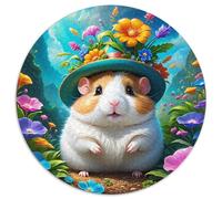 1000 Piece A Hamster's Flower Cap Jigsaw Puzzles for Adults Gifts Family Challenging Toys Home Decoration Cute Animal Jigsaw Puzzle for Women Men Adult 1000pcs (67.5x67.5cm)