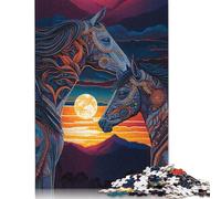 1000 Piece A Pair of Horses Puzzles for Adults & Paper Puzzles Educational Puzzle Family Game 38x26cm/1000pcs