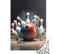 1000 Piece Abstract Bowling Artwork Jigsaw Puzzles for Adults Wood Puzzle Jigsaws for Adults 1000pcs (75x50cm)