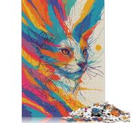 1000 Piece Abstract Cat Portrait Jigsaw Puzzles for Adults Teenagers Wood Puzzles Family Game for Adults And Teenagers 1000pcs (75x50cm)