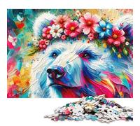 1000 Piece Acrylic Majestic Blossoming Bear Adult Jigsaw Puzzle Puzzle Jigsaws for Adults Teenagers Age 12+ 1000pcs (75x50cm)