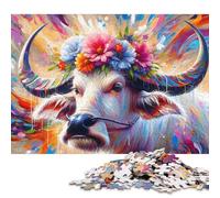 1000 Piece Acrylic Majestic Blossoming Buffalo Creative Square Jigsaw Puzzles for Adults & Wooden Puzzles Stress Relief Puzzle Games And Unique 1000pcs (75x50cm)