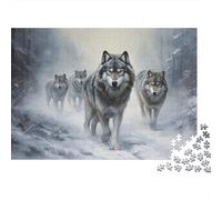 1000-Piece Adult Jigsaw Puzzle, A Pack of Wolves, 70x50cm/1000pcs, A Relaxed Project for Colder Days; White Card Pieces for Easy Sorting