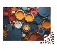 1000-Piece Adult Jigsaw Puzzle, Abstract Colorful Circle Pattern, 38x26cm/1000pcs, A Calm After-work Activity; White Cardboard with Reduced Dust