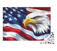 1000-Piece Adult Jigsaw Puzzle, American Bald Eagle, 52x38cm/1000pcs, Easy to Pause And Continue Later; White Card Pieces with Reduced Dust