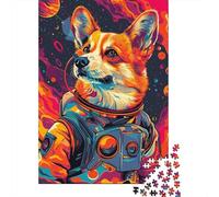 1000-Piece Adult Jigsaw Puzzle, Astronaut Space Corgi, 70x50cm/1000pcs; for Progress Whenever Time Allows; White Pieces with A Smooth Surface
