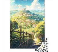 1000-Piece Adult Jigsaw Puzzle, Below The Hill, 70x50cm/1000pcs; for Progress Whenever Time Allows; White Pieces with A Smooth Surface